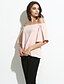 billige Bluser og trøjer til kvinder-Bateau-hals Dame - Ensfarvet, Åben ryg Bluse Polyester Spandex