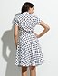 Χαμηλού Κόστους Γυναικεία Φορέματα-Γυναικεία Βίντατζ Χαριτωμένο Κομψό στυλ street Καθημερινά Δουλειά Εξόδου Swing Ως το Γόνατο Φόρεμα Πουά Κοντομάνικο Λαιμόκοψη V Ψηλοκάβαλο