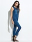 cheap Women&#039;s Jumpsuits &amp; Rompers-Women&#039;s Lace up Daily Street chic Deep V Blue Jumpsuit, Solid Colored Denim M L XL Sleeveless Summer