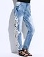 Недорогие Женские брюки-Жен. Джинсы Брюки Со стандартной талией Повседневные Слабоэластичная Однотонный Светло-синий S / Беременная невеста