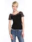 billige T-shirts til kvinde-Kortærmet V-hals Tynd Dame Sort Ensfarvet Simpel Gade I-byen-tøj T-shirt,Rayon