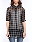 cheap Women&#039;s Blazers &amp; Jackets-Women&#039;s Beach Street chic Summer Shirt,Check Shirt Collar Silk Polyester Thin