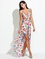 voordelige Damesjurken-Dames Strand Grote maten Boho Chiffon Wijd uitlopend Jurk Bloemen Print-Bandje Asymmetrisch Mouwloos Polyester Zomer Medium taille