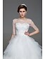 cheap The Wedding Store-Ball Gown Wedding Dresses Bateau Neck Cathedral Train Tulle Half Sleeve See-Through with Beading Sequin