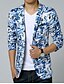 Недорогие Мужской Тренч-Blue Camo / Camouflage Slim Cotton Men&#039;s Suit - Shirt Collar / Spring / Summer / Long Sleeve / Print
