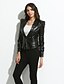 cheap Women&#039;s Outerwear-Women&#039;s Street chic Leather Jacket-Solid Colored