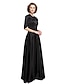 cheap Mother of the Bride Dresses-A-Line Jewel Neck Floor Length Stretch Satin Mother of the Bride Dress with Beading / Appliques / Draping by LAN TING BRIDE®