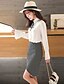 cheap Women&#039;s Blouses &amp; Shirts-Women&#039;s Going out Street chic Blouse - Solid Colored Shirt Collar White / Fall