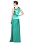 cheap Special Occasion Dresses-Sheath / Column One Shoulder Floor Length Stretch Satin Dress with Pleats by TS Couture®