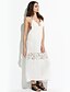 olcso Egész alakos ruhák-Női Bő Ujjatlan Egyszínű Csipke Nyitott hátú Nyár Pánt Boho Szabadság Pamut Fehér S M L XL / Maxi
