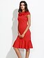 cheap Women&#039;s Dresses-Women&#039;s Ruffle Party Bodycon Dress - Solid Colored Flower Summer Red Green Blue L XL XXL