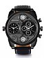 cheap Leather band Watches-Men&#039;s Sport Watch Military Watch Analog Quartz Casual Dual Time Zones / One Year / Stainless Steel / Genuine Leather