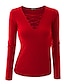 cheap Women&#039;s Sweaters-Women&#039;s Plus Size Going out Street chic Long Sleeves Flare Sleeve Cotton Pullover - Solid Colored, Criss-Cross V Neck