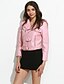 cheap Women&#039;s Outerwear-Women&#039;s Casual/Daily Cute Fall / Winter Leather JacketsSolid Shirt Collar Long Sleeve Pink / Red / Black PU Medium