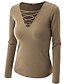 cheap Women&#039;s Sweaters-Women&#039;s Plus Size Going out Street chic Long Sleeves Flare Sleeve Cotton Pullover - Solid Colored, Criss-Cross V Neck