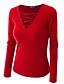 cheap Women&#039;s Sweaters-Women&#039;s Plus Size Going out Street chic Long Sleeves Flare Sleeve Cotton Pullover - Solid Colored, Criss-Cross V Neck