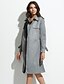 voordelige Damesjassen &amp; trenchcoats-Vrouwen Street chic Herfst / Winter Trenchcoat,Uitgaan V-hals-Lange mouw Rood / Grijs Effen Medium Polyester