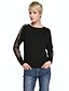 Χαμηλού Κόστους Γυναικεία T-Shirts-Γυναικεία T-shirt Καθημερινά Απλό Patchwork,Μακρυμάνικο Στρογγυλή Λαιμόκοψη Φθινόπωρο Λεπτό Πολυεστέρας Μαύρο