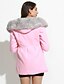 cheap Women&#039;s Coats &amp; Trench Coats-Women&#039;s Going out / Work Simple / Street chic CoatColor Block Hooded Long Sleeve Fall / Winter Pink / Red /