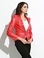 cheap Women&#039;s Outerwear-Women&#039;s Street chic Leather Jacket-Solid Colored