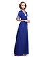 cheap Mother of the Bride Dresses-A-Line V Neck Floor Length Chiffon Mother of the Bride Dress with Sash / Ribbon by LAN TING BRIDE®