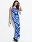 cheap Women&#039;s Dresses-Women&#039;s Bodycon Sleeveless Color Block Flower Print Summer Boho Beach Blue Orange S M L XL XXL / Maxi