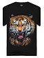 baratos Camisetas masculinas casuais-Homens Camiseta Animal Decote Redondo Preto Manga Curta Diário Esportes Blusas Ativo Punk e gótico