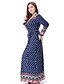 cheap Plus Size Maxi Dresses-Women&#039;s Swing Dress Maxi long Dress Blue Long Sleeve Paisley Print Spring Deep V Boho Cotton XL XXL 3XL 4XL 5XL 6XL / Plus Size / Plus Size