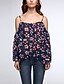 cheap Women&#039;s Blouses &amp; Shirts-Women&#039;s Batwing Sleeve Polyester Blouse - Floral, Backless Boat Neck