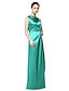 cheap Special Occasion Dresses-Sheath / Column One Shoulder Floor Length Stretch Satin Dress with Pleats by TS Couture®