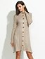 cheap Women&#039;s Sweaters-Women&#039;s Simple Long Sleeve Cotton Long Dress - Solid Colored Stand / A Line / Fall