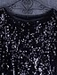 abordables Tops de tallas grandes-Mujer Camiseta Color sólido Talla Grande Escote Redondo Noche Fin de semana Lentejuelas Tops Casual Ropa de calle Negro Plata Dorado