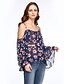 cheap Women&#039;s Blouses &amp; Shirts-Women&#039;s Batwing Sleeve Polyester Blouse - Floral, Backless Boat Neck