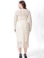 cheap Plus Size Maxi Dresses-Women&#039;s Lace Maxi long Dress Black Beige Long Sleeve Solid Colored Lace Spring V Neck Vintage Slim Lace XL XXL 3XL 4XL 5XL 6XL / Plus Size / Plus Size