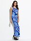 cheap Women&#039;s Dresses-Women&#039;s Bodycon Sleeveless Color Block Flower Print Summer Boho Beach Blue Orange S M L XL XXL / Maxi