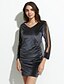 baratos Vestidos de mulher-Mulheres Para Noite Sofisticado Veludo Bainha Vestido Sólido Decote V Mini