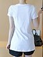 billige T-shirts til kvinde-Kortærmet Rund hals Solid Dame Hvid Bogstaver Sommer Simpel Afslappet/Hverdag T-shirt,Polyester
