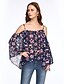 cheap Women&#039;s Blouses &amp; Shirts-Women&#039;s Batwing Sleeve Polyester Blouse - Floral, Backless Boat Neck