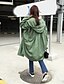 billige Frakker og trenchcoats til kvinder-Hætte Langærmet Medium Dame Grøn Ensfarvet Efterår Vintage I-byen-tøj Afslappet/Hverdag Trenchcoat,Bomuld