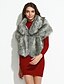 billige Frakker og trenchcoats til kvinder-Dame Forår Vinter Cloak / Capes I-byen-tøj Mode Ensfarvet Imiteret pels Grå En Størrelse