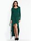 voordelige Damesjurken-Vrouwen Casual/Dagelijks Eenvoudig Bodycon Jurk Effen-Ronde hals Asymmetrisch Lange mouw Groen Polyester Herfst