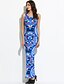 cheap Women&#039;s Dresses-Women&#039;s Bodycon Sleeveless Color Block Flower Print Summer Boho Beach Blue Orange S M L XL XXL / Maxi