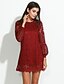 preiswerte Kleider mit romantischer Spitze-Damen Übergrössen Street Schick Lantern Sleeve Etuikleid Kleid - Formaler Stil, Solide Übers Knie