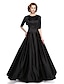 cheap Mother of the Bride Dresses-A-Line Jewel Neck Floor Length Stretch Satin Mother of the Bride Dress with Beading / Appliques / Draping by LAN TING BRIDE®