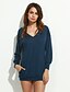 baratos T-Shirts de mulher-Mulheres Casual Camiseta Sólido Manga Longa Blusas Simples Decote V Preto Azul Marinho Rosa claro / Luva Lantern