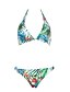 abordables Bikinis-Mujer Bañadores Bikini Normal Traje de baño Estampado Árboles / Hojas Verde Cuello halter Trajes de baño Floral