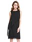 cheap Mother of the Bride Dresses-Sheath / Column Mother of the Bride Dress Little Black Dress Jewel Neck Knee Length Chiffon Sleeveless No with Beading 2023