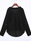 abordables Tops de tallas grandes-Mujer Camiseta Color sólido Talla Grande Escote en Pico Trabajo Fin de semana Cortado Manga Larga Tops Vino Blanco Negro