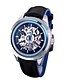 cheap Mechanical Watches-Men&#039;s Fashion Watch Skeleton Watch Mechanical Watch Leather Black / Silver / Analog Luxury Casual - Red Blue Silver