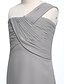 cheap Junior Bridesmaid Dresses-Sheath / Column One Shoulder Floor Length Chiffon Junior Bridesmaid Dress with Criss Cross / Ruched / Natural